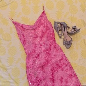 Papell Boutique Pink Beaded Gown